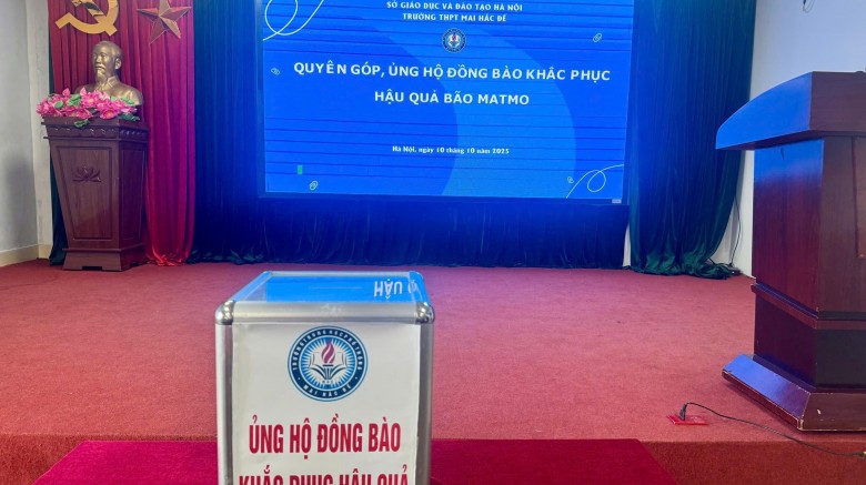 Thầy trò Trường THPT Mai Hắc Đế chung tay ủng hộ đồng bào bị ảnh hưởng do bão Matmo